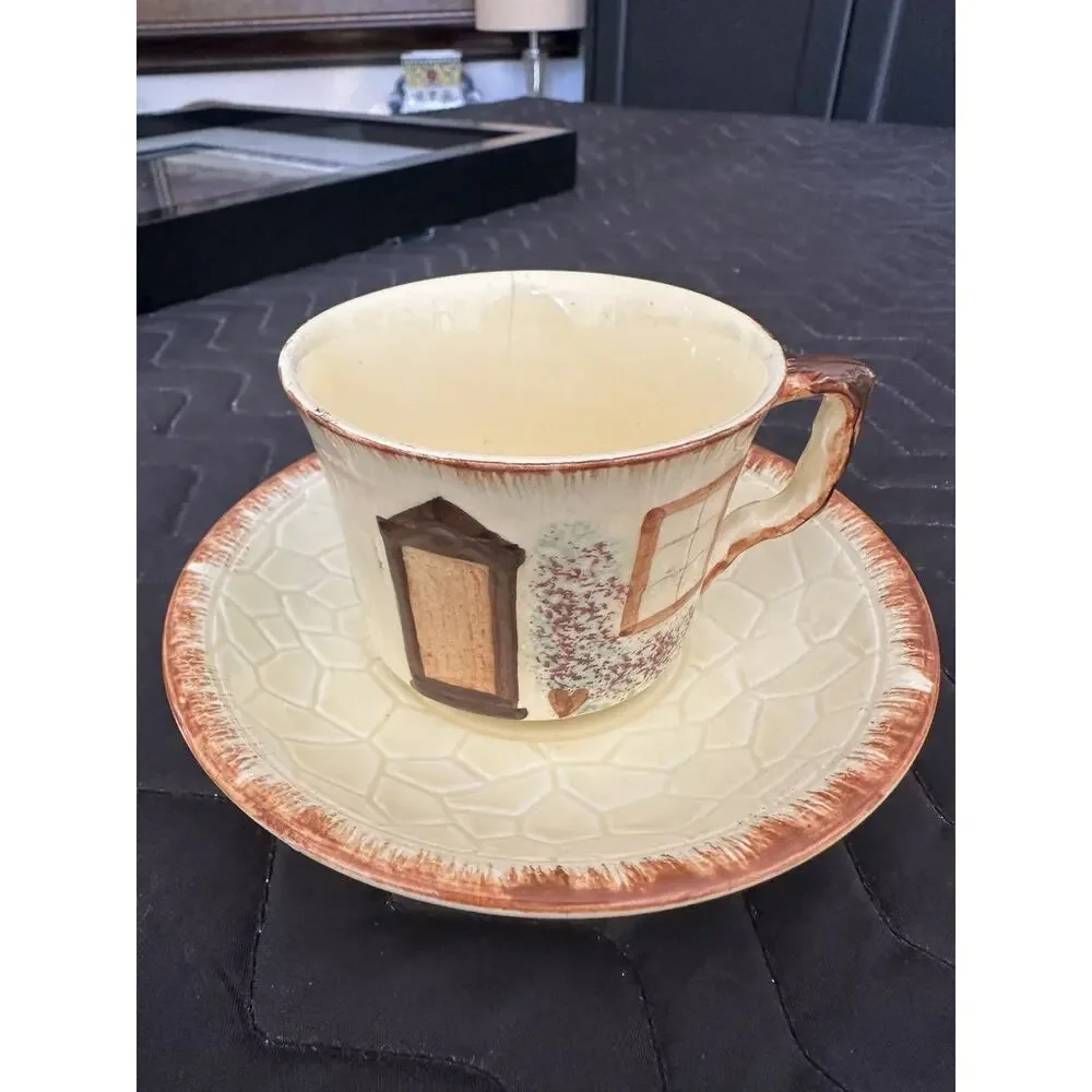 Vintage Keele Street Pottery Cottage Core Hand Painted Tea Cups Set Of 5 UK